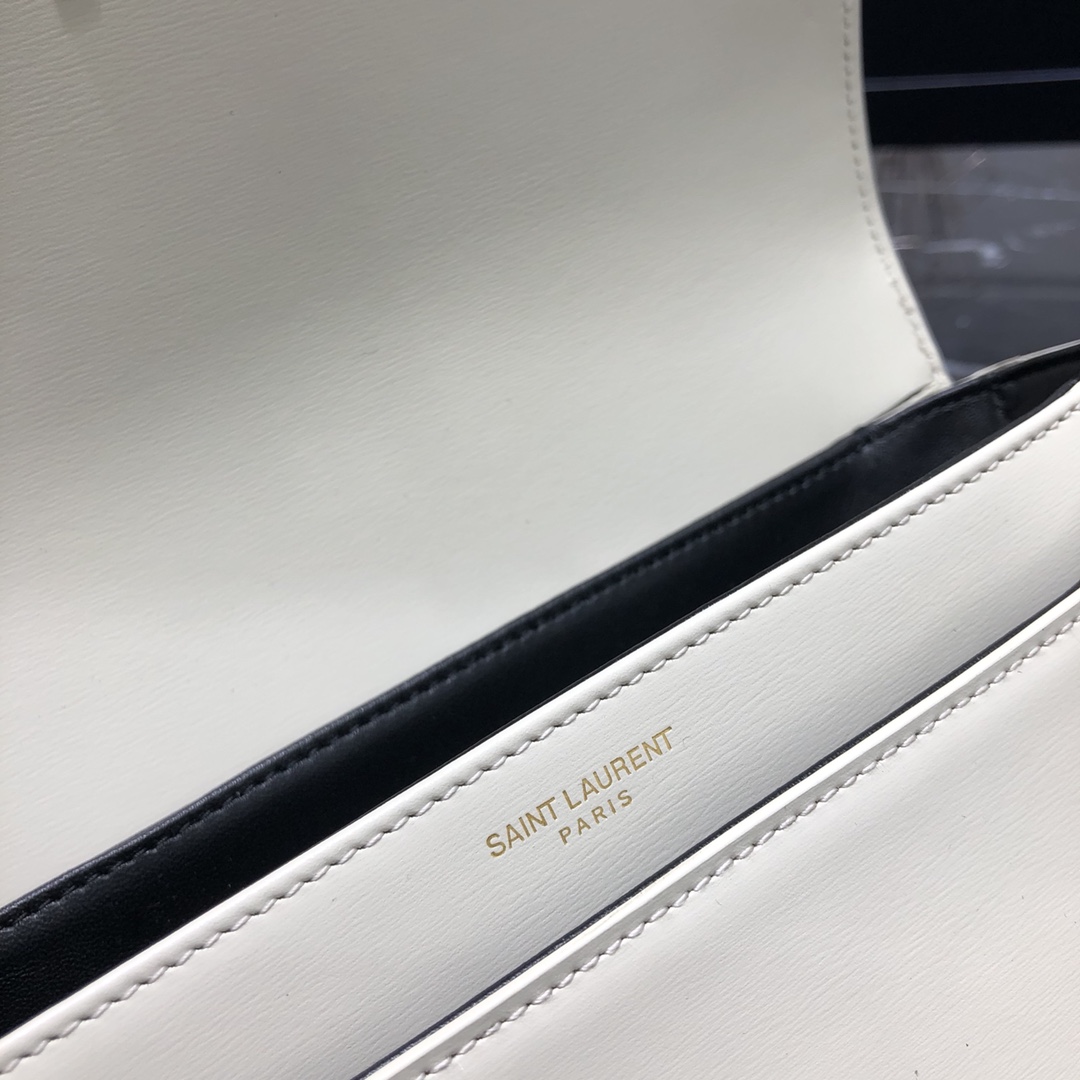 Saint Laurent Solferino Box Medium Calfskin Handbag Shoulder Bag White 634305 